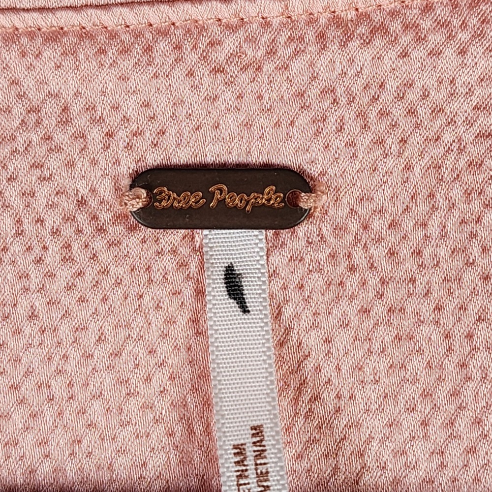 Free People Mini Dress Womens XS Pink Satin Flutter Sleeve Gold Button Excellent - Picture 7 of 12